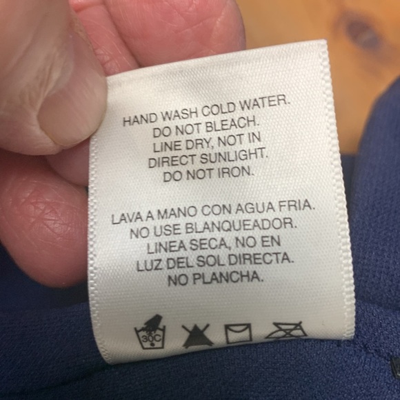 One piece swimsuit w front tie, dark blue and white - Picture 7 of 9